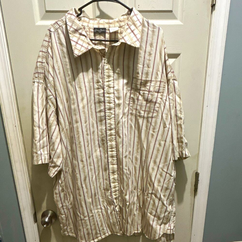 Sean John Big 5X Plaid Short Sleeve Button-Up Cotton Shirt Pockets